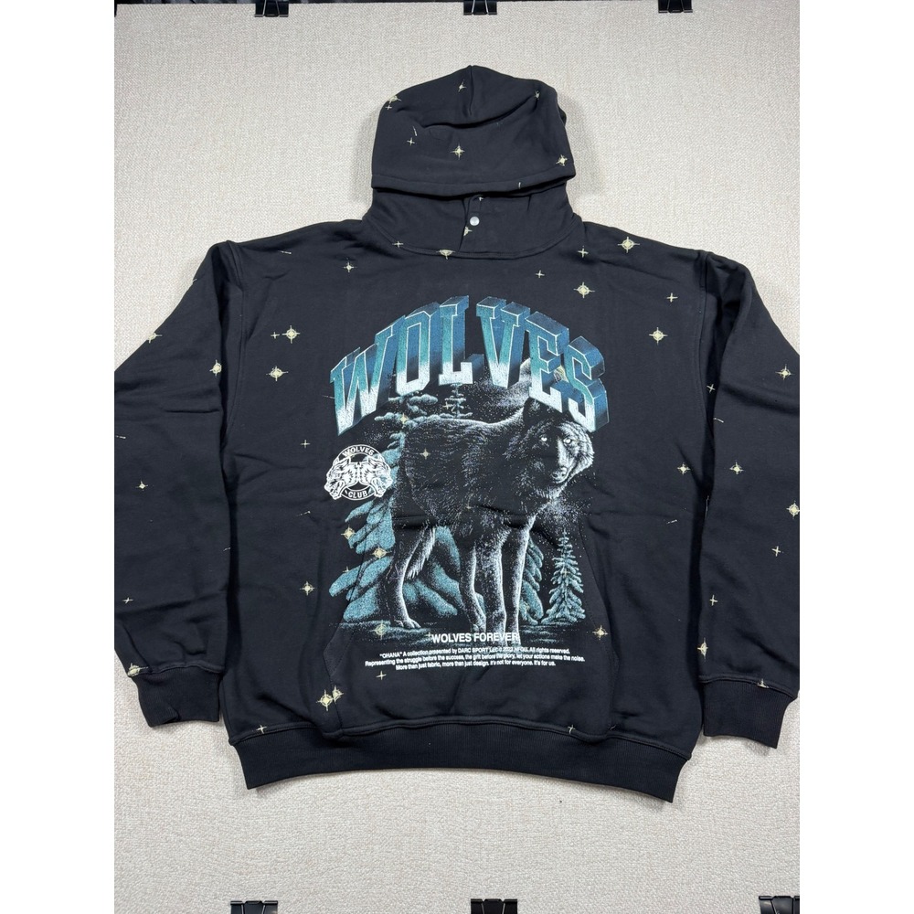 Darc Sport Wolves Club Vintage Pierce‎ Hoodie Black Starry Night Sz Large